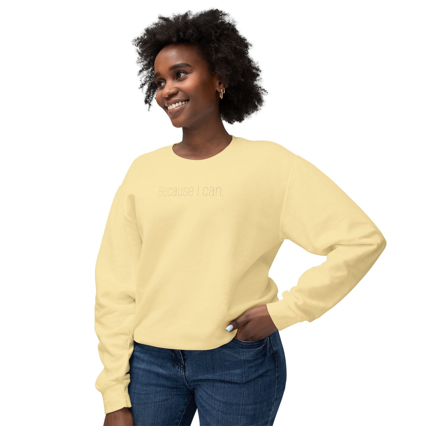 'Because I can.' Minimalist Crewneck Sweatshirt — Lightweight Casual Pullover
