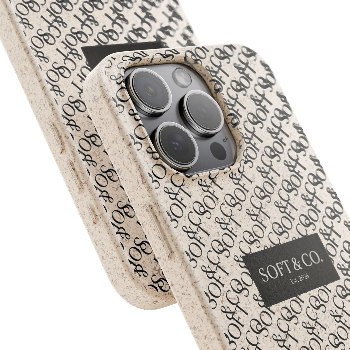 Biodegradable Phone Case — Eco-Friendly 'SOFT & CO.' Monogram Protective Cover