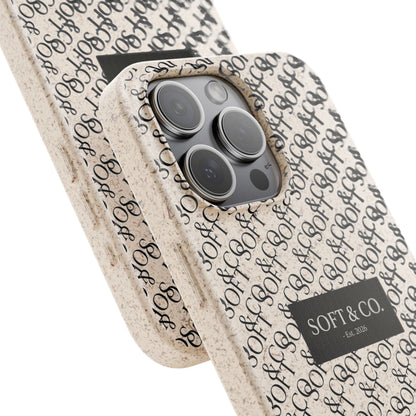 Biodegradable Phone Case — Eco-Friendly 'SOFT & CO.' Monogram Protective Cover
