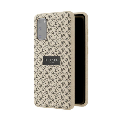 Biodegradable Phone Case — Eco-Friendly 'SOFT & CO.' Monogram Protective Cover