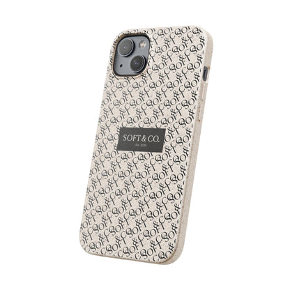 Biodegradable Phone Case — Eco-Friendly 'SOFT & CO.' Monogram Protective Cover