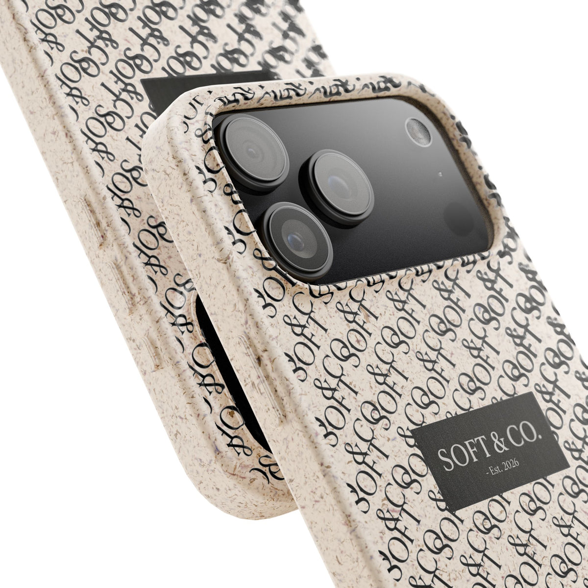 Biodegradable Phone Case — Eco-Friendly 'SOFT & CO.' Monogram Protective Cover