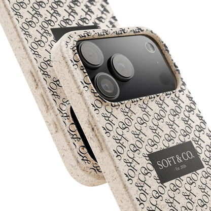Biodegradable Phone Case — Eco-Friendly 'SOFT & CO.' Monogram Protective Cover