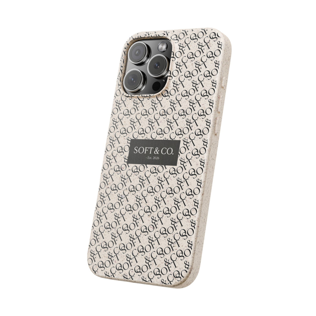 Biodegradable Phone Case — Eco-Friendly 'SOFT & CO.' Monogram Protective Cover