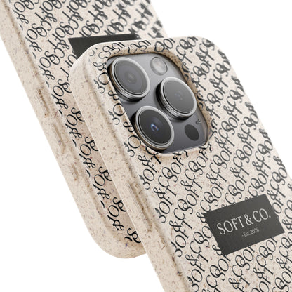 Biodegradable Phone Case — Eco-Friendly 'SOFT & CO.' Monogram Protective Cover