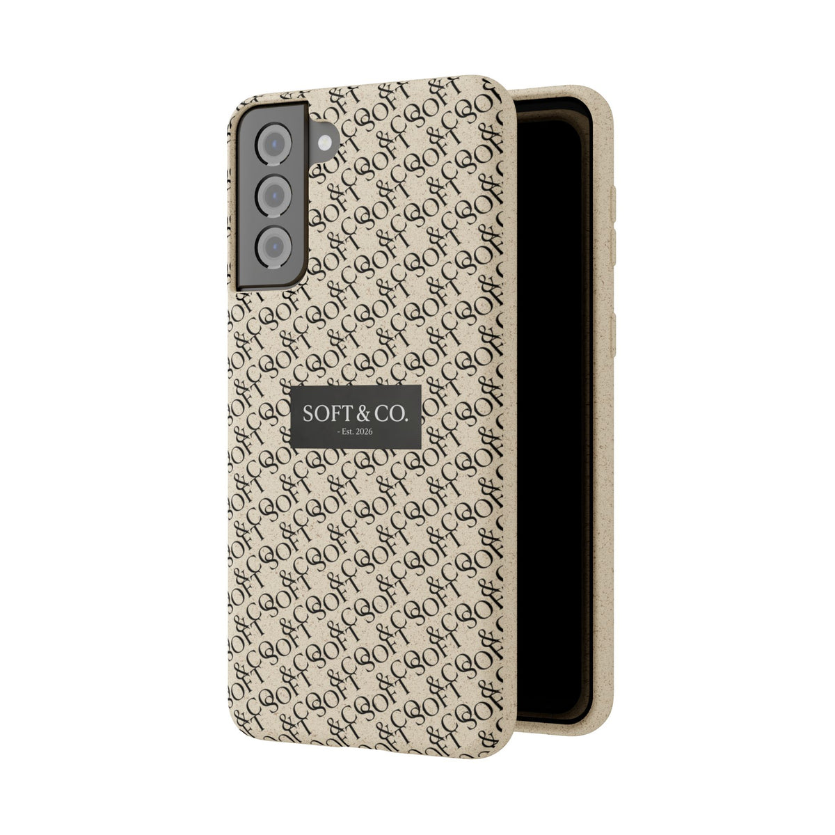 Biodegradable Phone Case — Eco-Friendly 'SOFT & CO.' Monogram Protective Cover