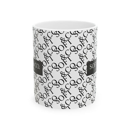 Soft & Co. Monogram Ceramic Mug — Patterned 11oz/15oz Coffee Cup (Est. 2026)