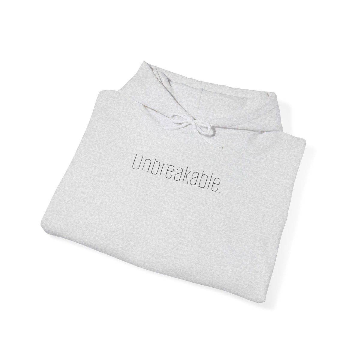 'Unbreakable.' Light Embroidered Minimalist Hoodie — Subtle Text Chest & Sleeve
