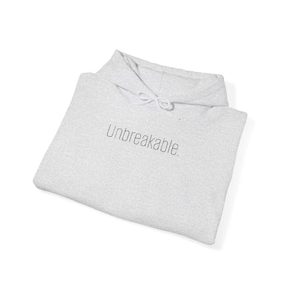 'Unbreakable.' Light Embroidered Minimalist Hoodie — Subtle Text Chest & Sleeve