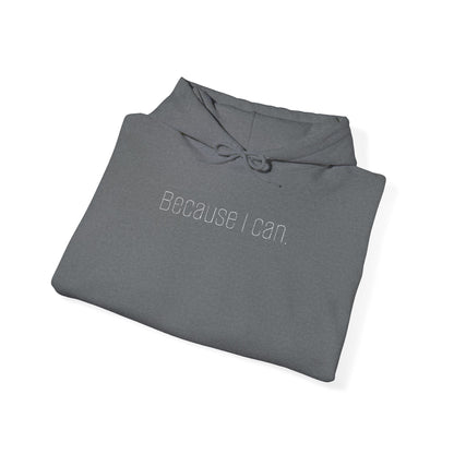 'Because I Can' Dark Embroidered Minimalist Hoodie