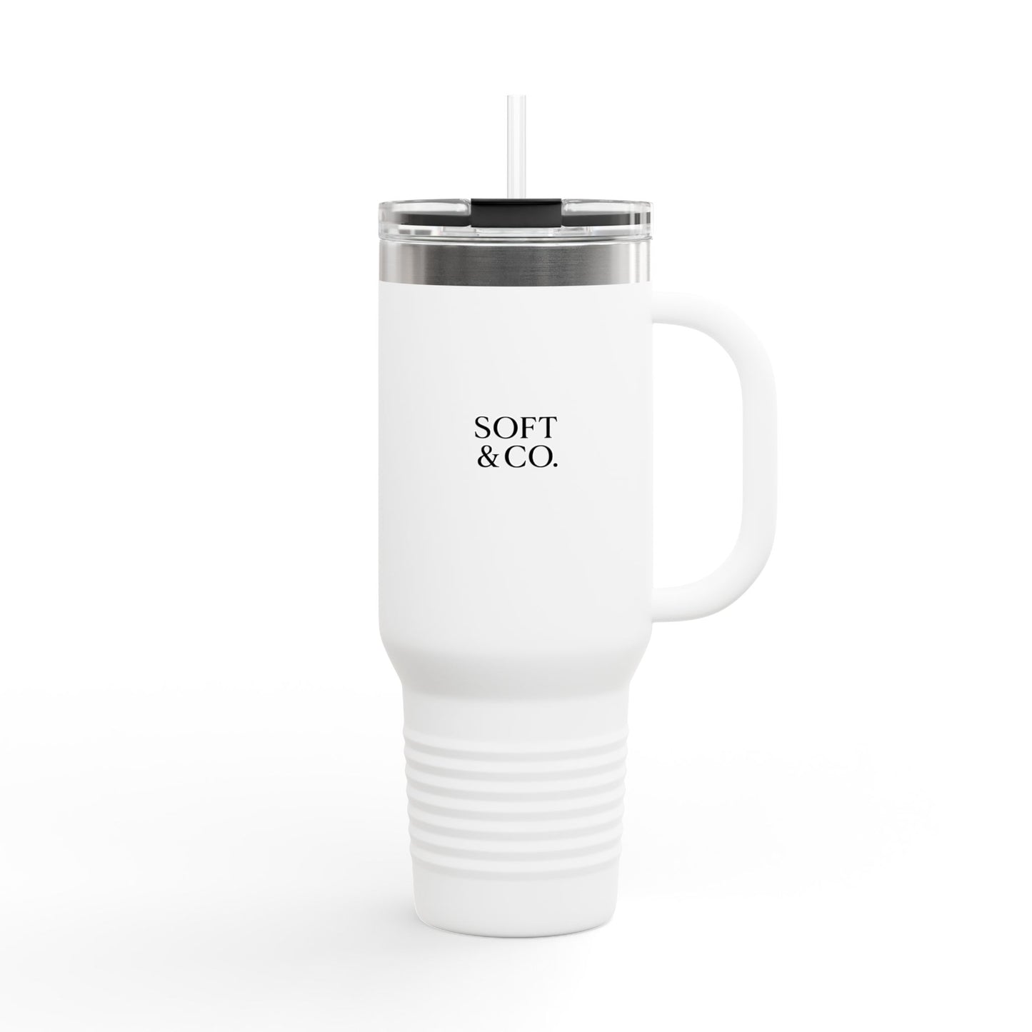 'Because I Can.' 40oz Insulated Travel Mug — Soft & Co. Stainless Tumbler with Straw