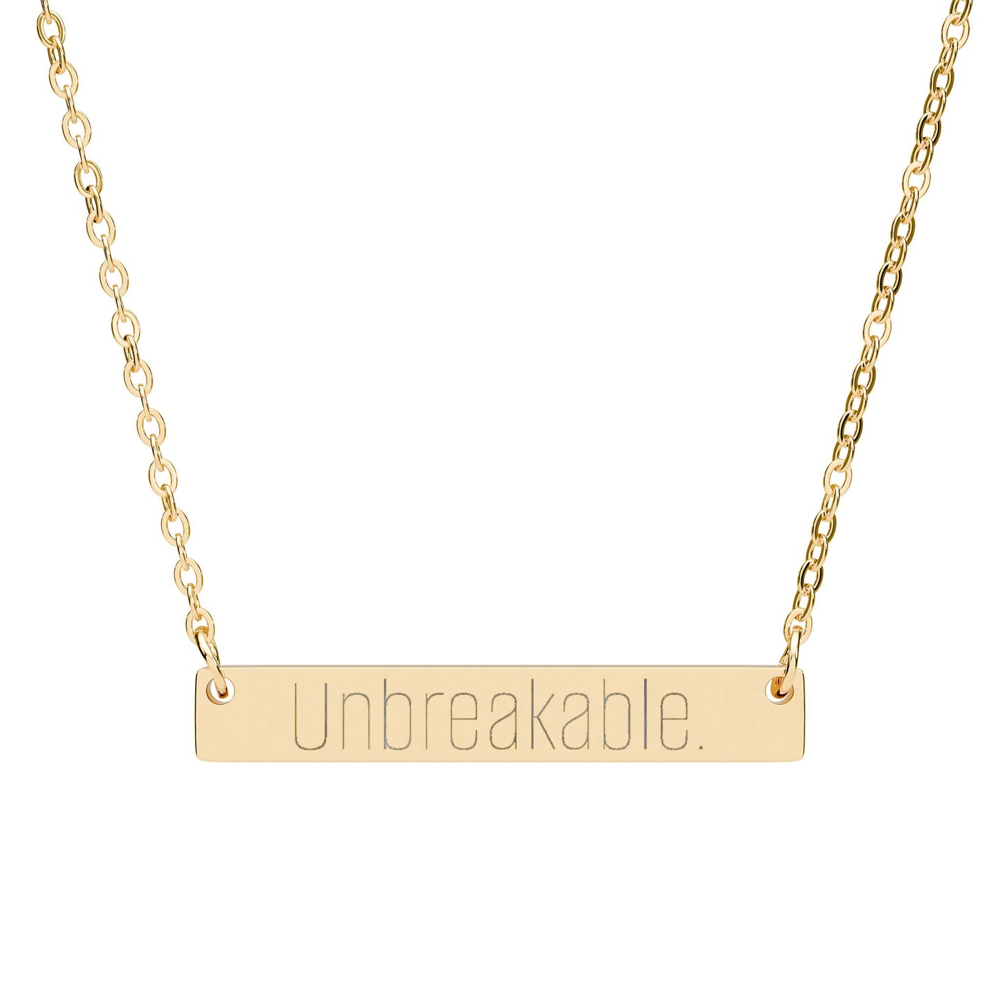 "Unbreakable." Horizontal Bar Necklace — Personalized Name Bar Pendant