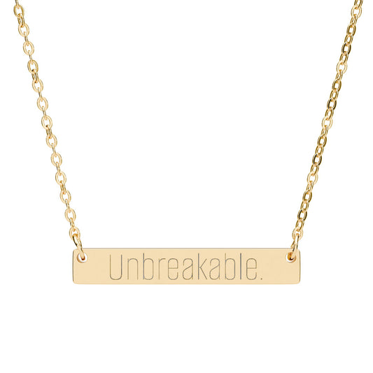 "Unbreakable." Horizontal Bar Necklace — Personalized Name Bar Pendant