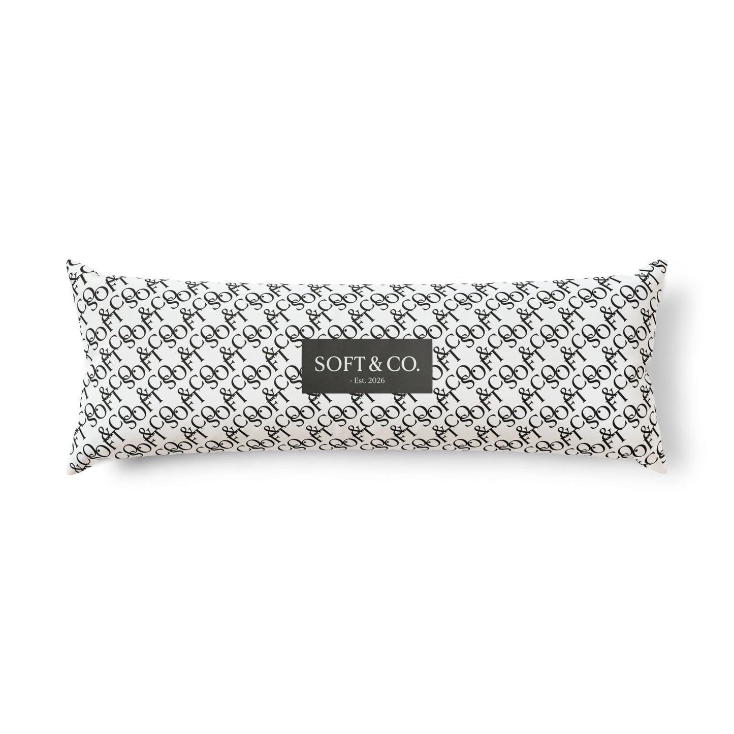 Monogram Luxe Body Pillow — Soft & Co. Repeating Logo Long Cushion