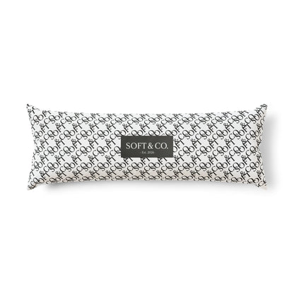 Monogram Luxe Body Pillow — Soft & Co. Repeating Logo Long Cushion