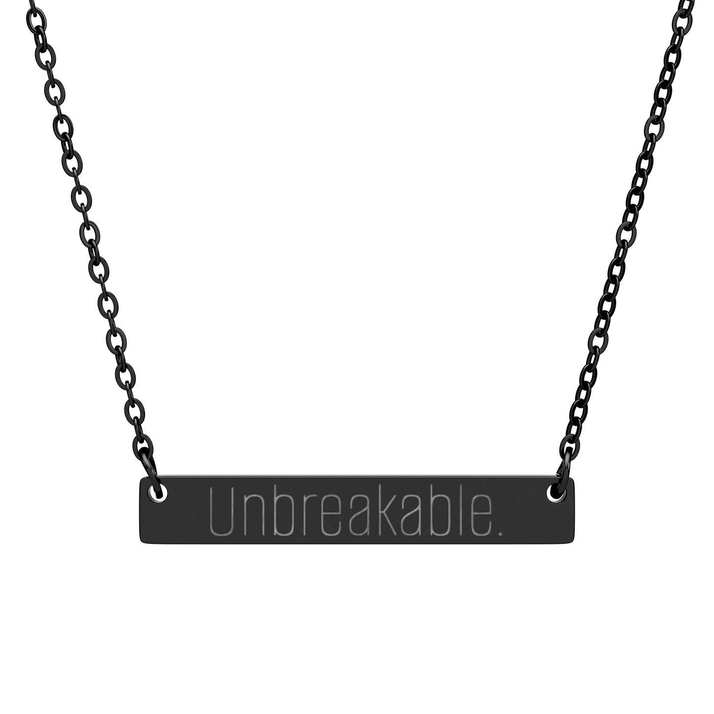 "Unbreakable." Horizontal Bar Necklace — Personalized Name Bar Pendant