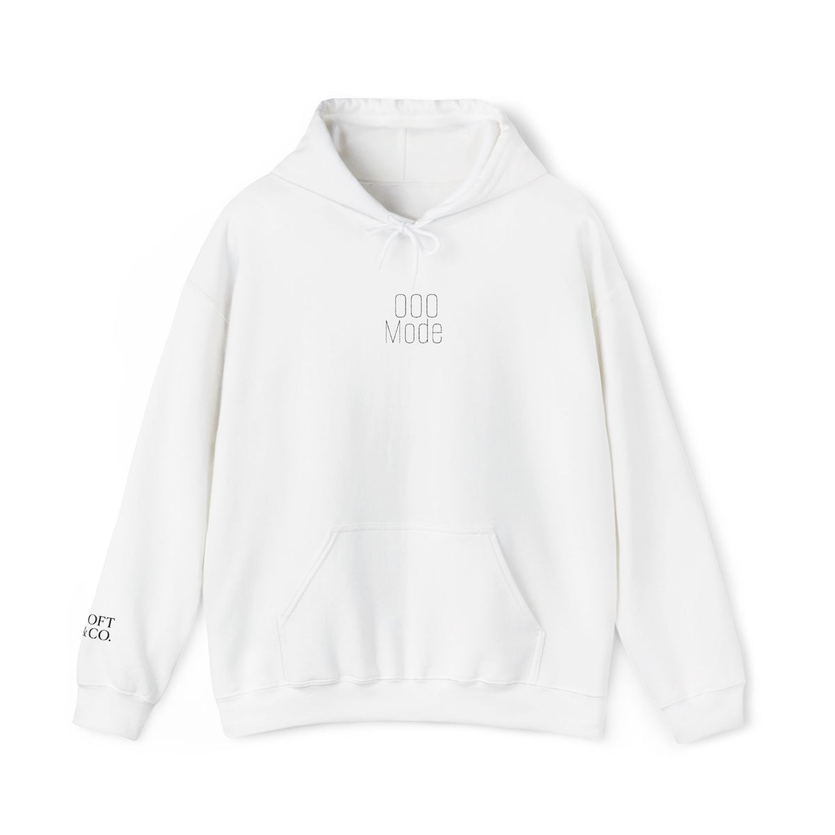 'Out of Office Mode" Light Embroidered Minimalist Hoodie — Subtle Text Chest & Sleeve