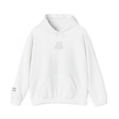 'Out of Office Mode" Light Embroidered Minimalist Hoodie — Subtle Text Chest & Sleeve
