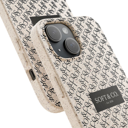 Biodegradable Phone Case — Eco-Friendly 'SOFT & CO.' Monogram Protective Cover