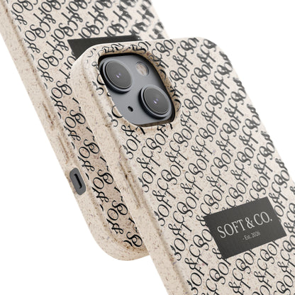 Biodegradable Phone Case — Eco-Friendly 'SOFT & CO.' Monogram Protective Cover