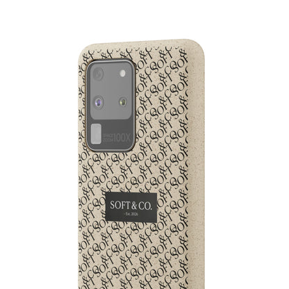 Biodegradable Phone Case — Eco-Friendly 'SOFT & CO.' Monogram Protective Cover