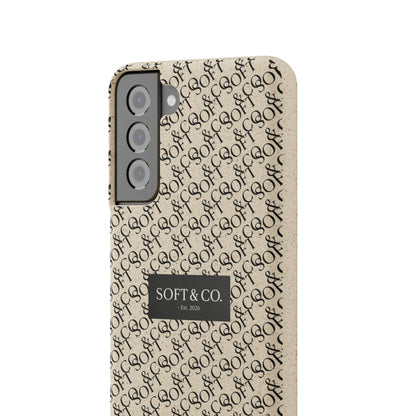 Biodegradable Phone Case — Eco-Friendly 'SOFT & CO.' Monogram Protective Cover
