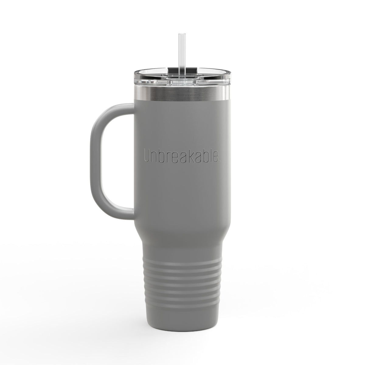 'Unbreakable.' 40oz Insulated Travel Mug — Soft & Co. Stainless Tumbler with Straw