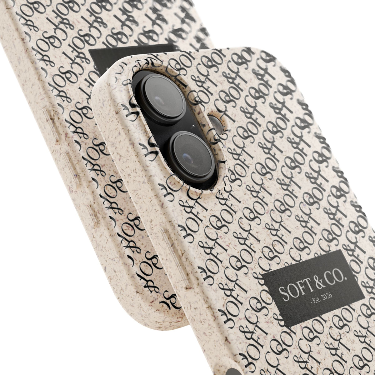 Biodegradable Phone Case — Eco-Friendly 'SOFT & CO.' Monogram Protective Cover