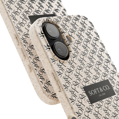 Biodegradable Phone Case — Eco-Friendly 'SOFT & CO.' Monogram Protective Cover