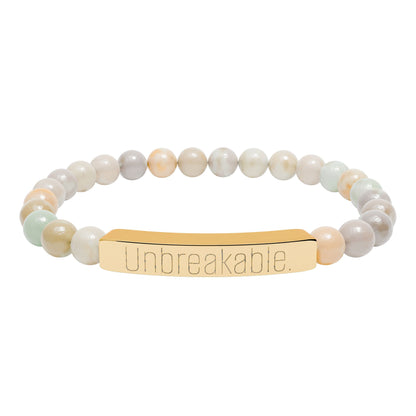 "Unbreakable" Natural Stone Bar Bracelet — Stretch Beaded Healing Jewelry