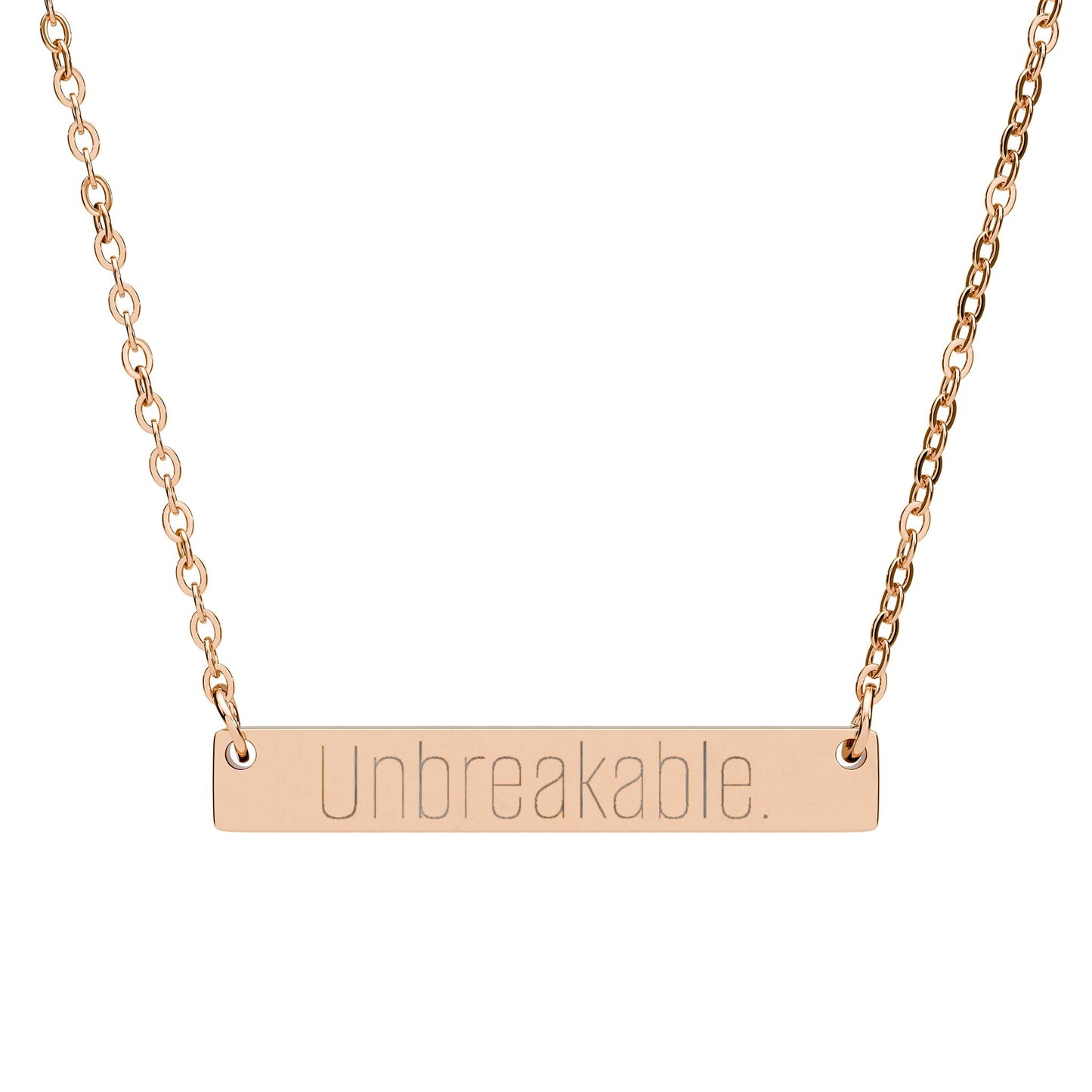 "Unbreakable." Horizontal Bar Necklace — Personalized Name Bar Pendant