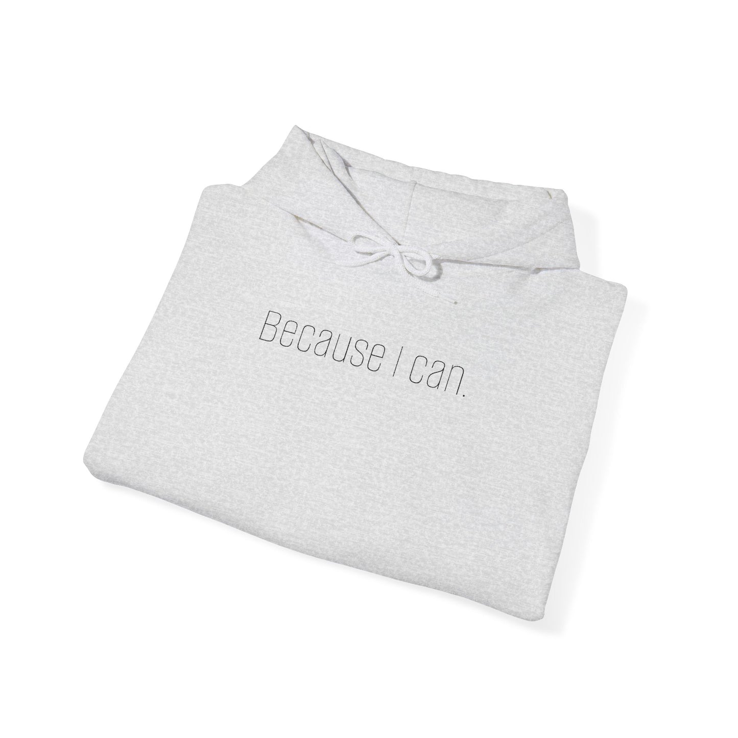 'Because I Can' Light Embroidered Minimalist Hoodie — Subtle Text Chest & Sleeve