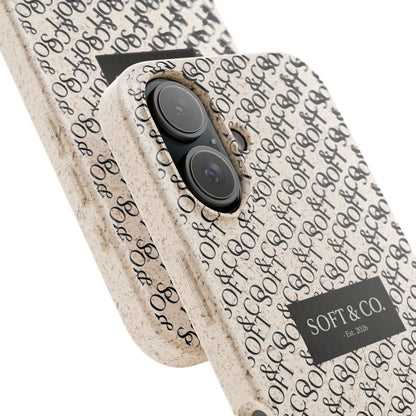 Biodegradable Phone Case — Eco-Friendly 'SOFT & CO.' Monogram Protective Cover