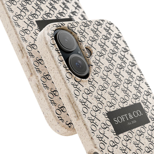 Biodegradable Phone Case — Eco-Friendly 'SOFT & CO.' Monogram Protective Cover