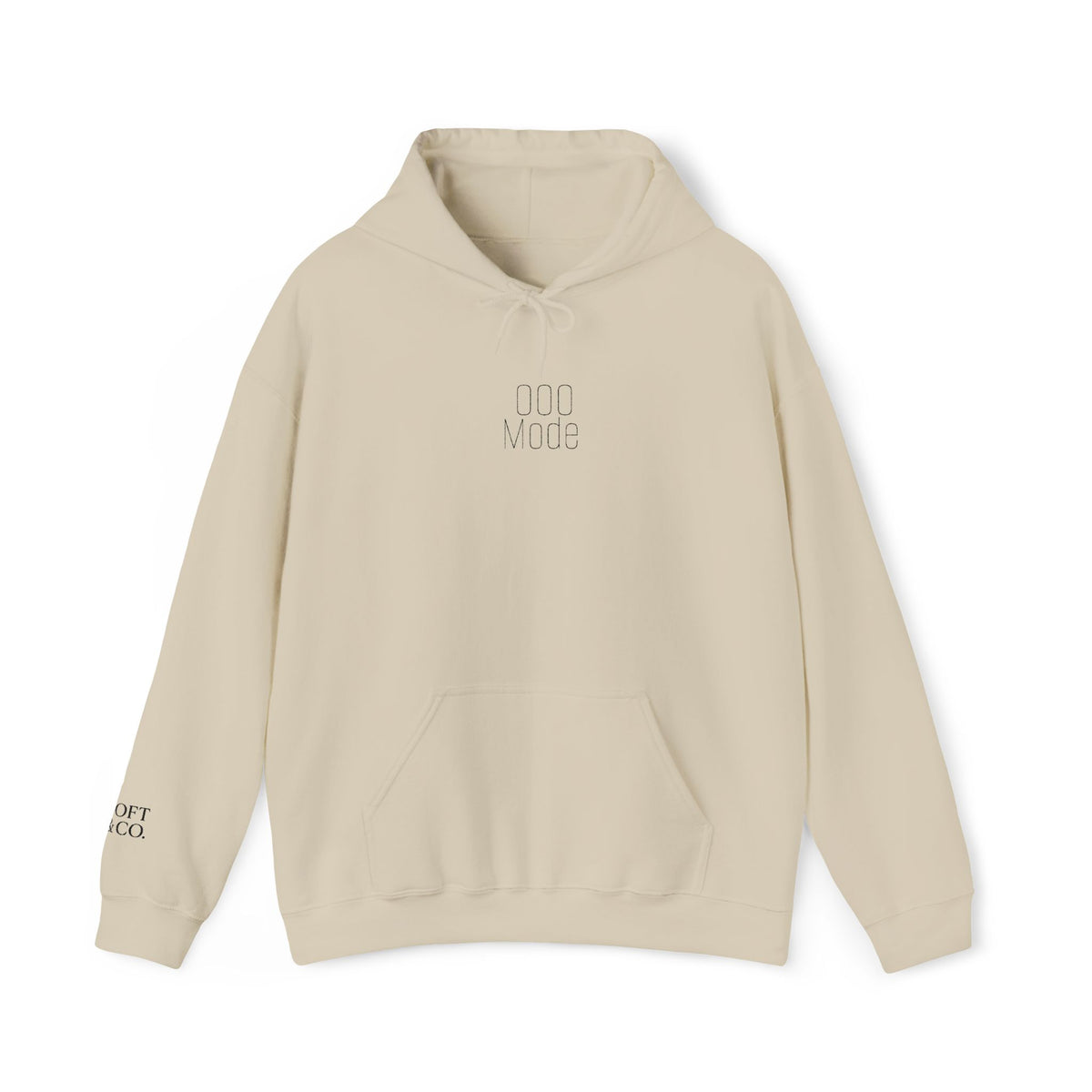 'Out of Office Mode" Light Embroidered Minimalist Hoodie — Subtle Text Chest & Sleeve