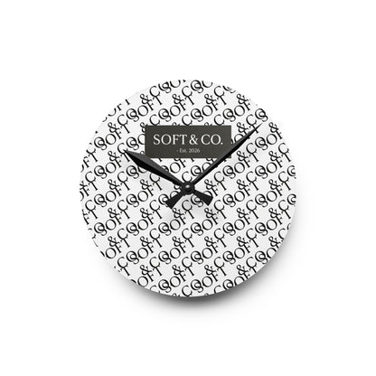 SOFT & CO. Pattern Acrylic Wall Clock — Modern Monogram Home Decor