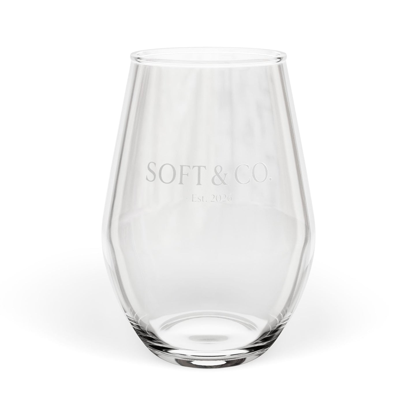 Soft & Co. - Stemless Wine Glass – 11.75 oz Elegant Clear Wine Tumbler