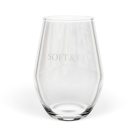 Soft & Co. - Stemless Wine Glass – 11.75 oz Elegant Clear Wine Tumbler